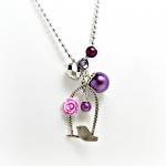 Perched Bird Necklace With Purple Accents-bird..