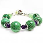 Magnesite Turquoise And Amethyst Bracelet- Green..