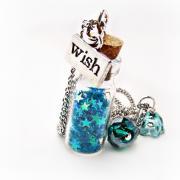 Wishing Star Necklaces- Blue Necklace-Star Necklace-Glitter Necklace-Wish Necklace-Bottle Necklace-Blue Jewelry-Summer Jewelry