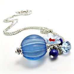 Blue Lucite Necklace W/ La..